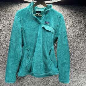 Patagonia Women’s Retool Snap T Size L Fleece Pullover In A Bright Turquoise